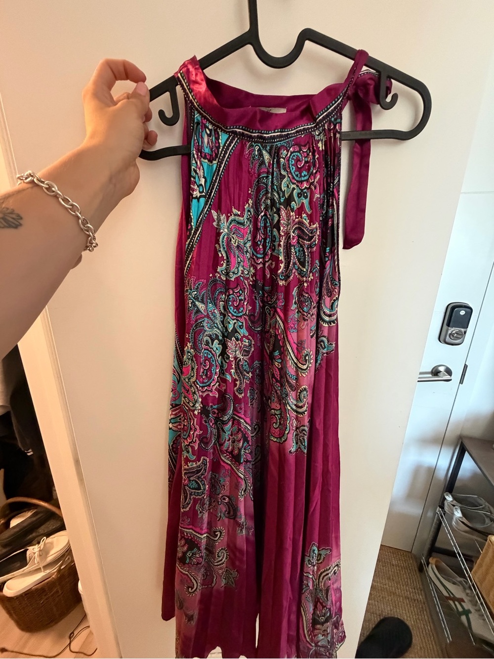 Women’s Magenta Paisley Halter Dress